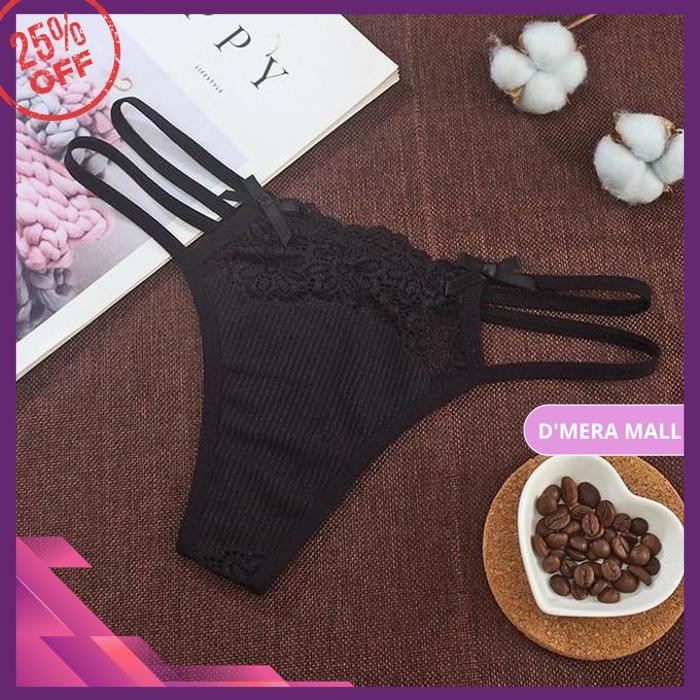 CELANA DALAM WANITA RENDA TRANSPARAN SEKSI DUA TALI G STRING C PRODUK BAGUS 