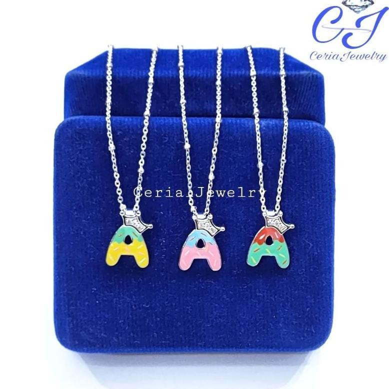 Siap Kirim Kalung Perak Anak Silver 925 Lapis Emas Putih Liontin Huruf Inisial Miku Miku - Kalung An