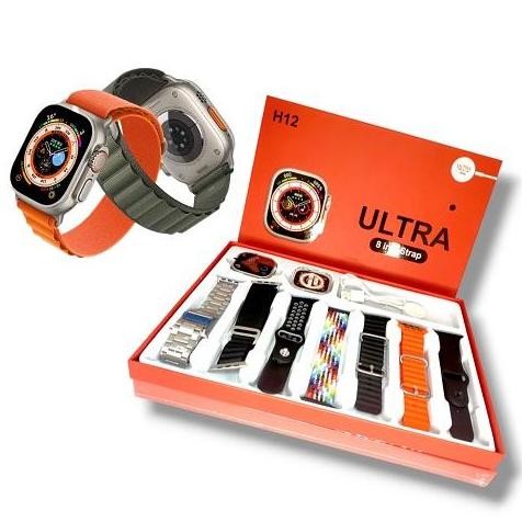 tersedia smartwatch series 8 ultra h 12 + 7 in 1 strap | jam pintar layar ceramic alumunium