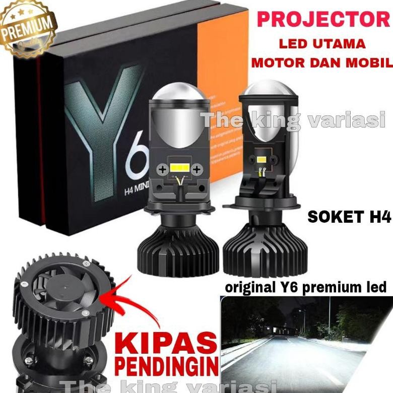 [DISKON] LAMPU UTAMA MOTOR DAN MOBIL PROJECTOR Y6 LED PREMIUM ORIGINAL SOKET H4 / LAMPU DEPAN MOBIL 