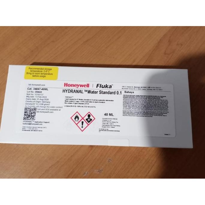

Hydranal - Water Standard 0.1 Capacity 40 Ml, Honeywell Fluka Cat. 34847