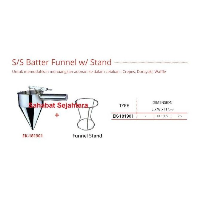Tempat Adonan Crepes / S/S Batter Funnel - Ek-181901 - Getra