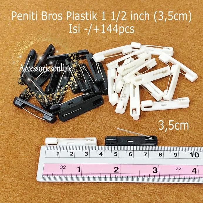 

New Peniti Plastik Bros name tag 1 1/2 inch (3,5 cm) / Isi 144 pcs