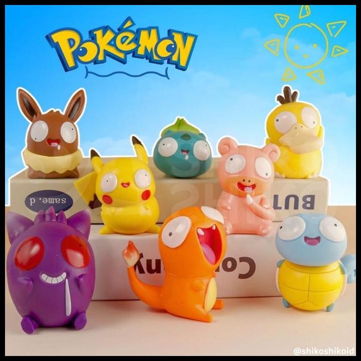 FGCpog Figure Kecil Chibi Lucu Pokemon Gila Pogil Pikachu Crazy Funny Face