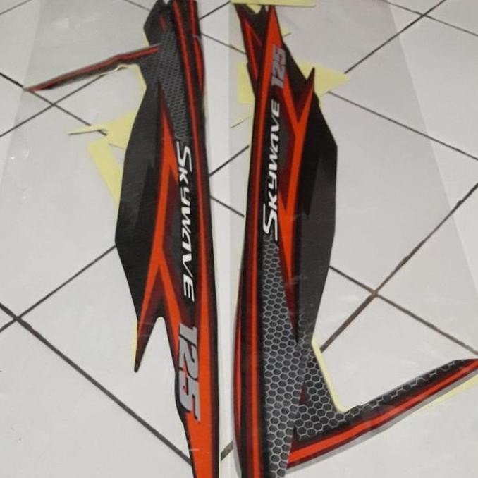 Striping Suzuki Skywave 125 Hitam Abu Merah Oren