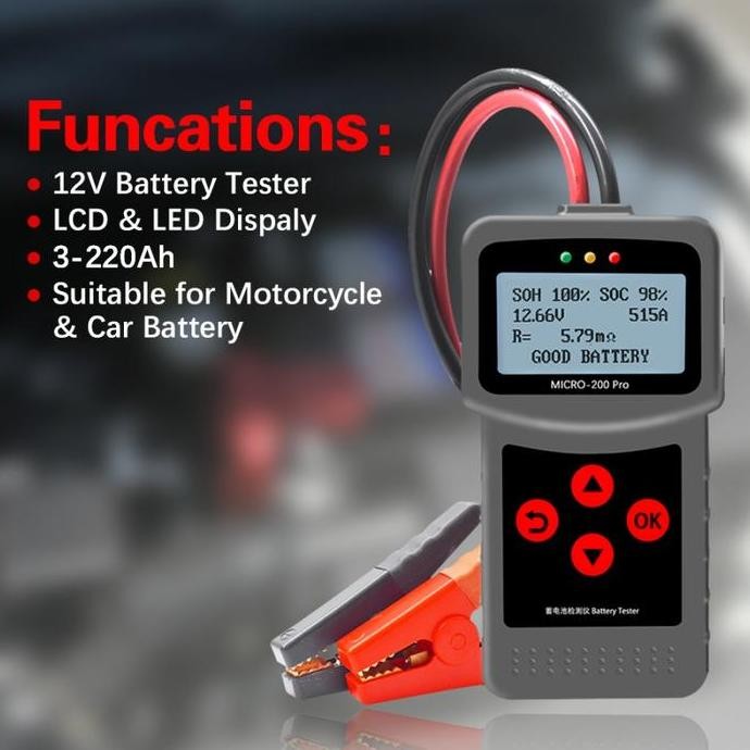 Aksesoris Accu Tester Alat Pengukur Pengecek Energi Baterai Aki Mobil