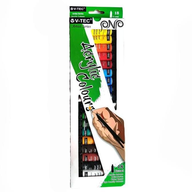 

V-Tec Acrylic Colours 12 Ml / V Tec Cat Akrilik 18 Warna