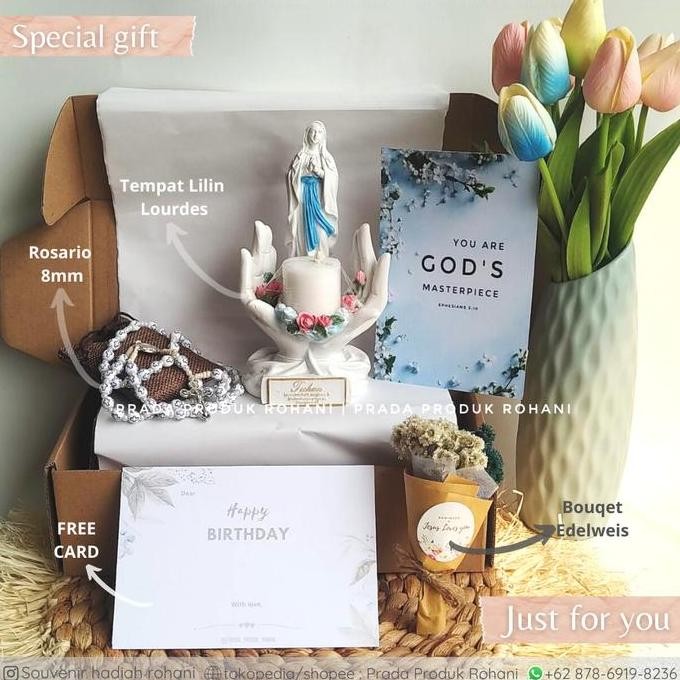 Tempat Lilin Bunda Maria/Patung Lourdes/Rosario Fosfor/Hadiah Rohani