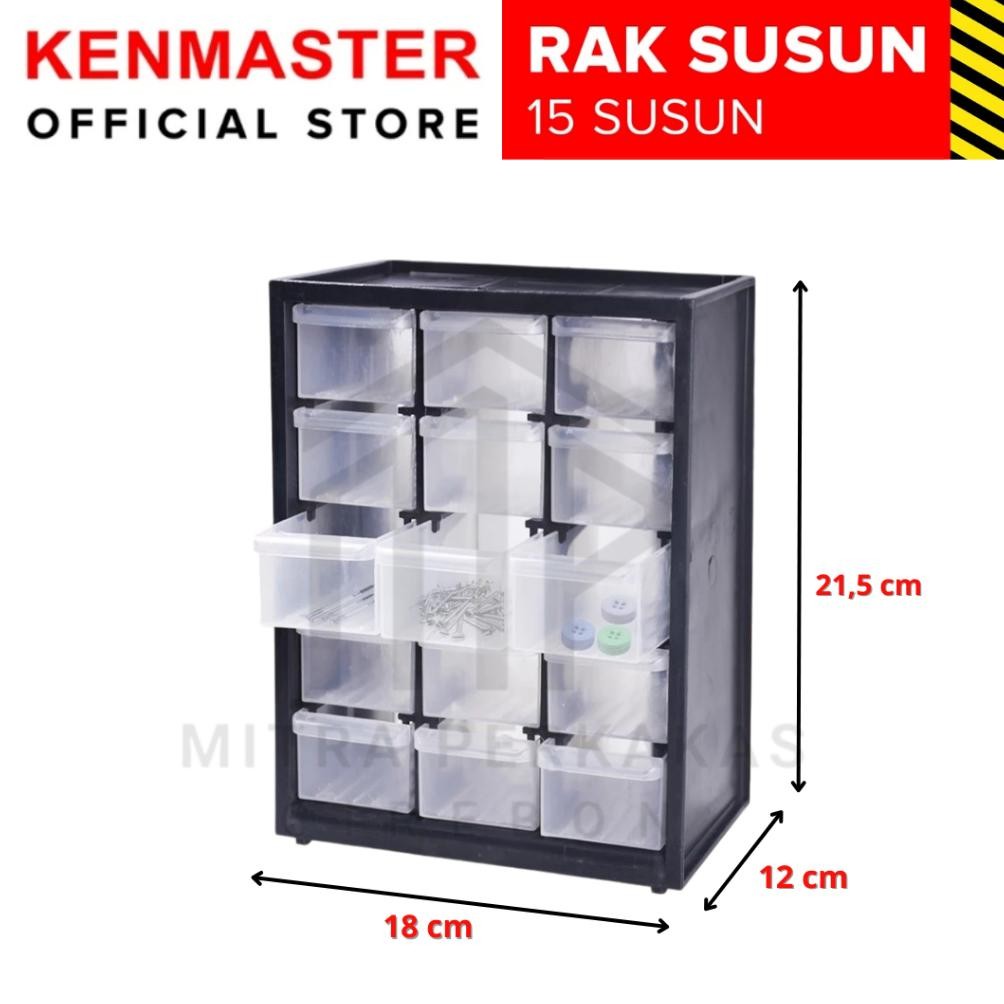 Kenmaster Rak Susun Mini 15 Laci Rak Drawer / Excel 15 susun / Rak komponen Nugi