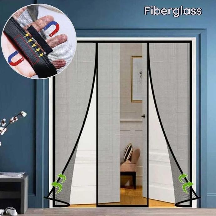 Tirai Magnet Anti Nyamuk 3 Sisi - Tirai Pintu Magnet Fiberglass Magic Mesh Net