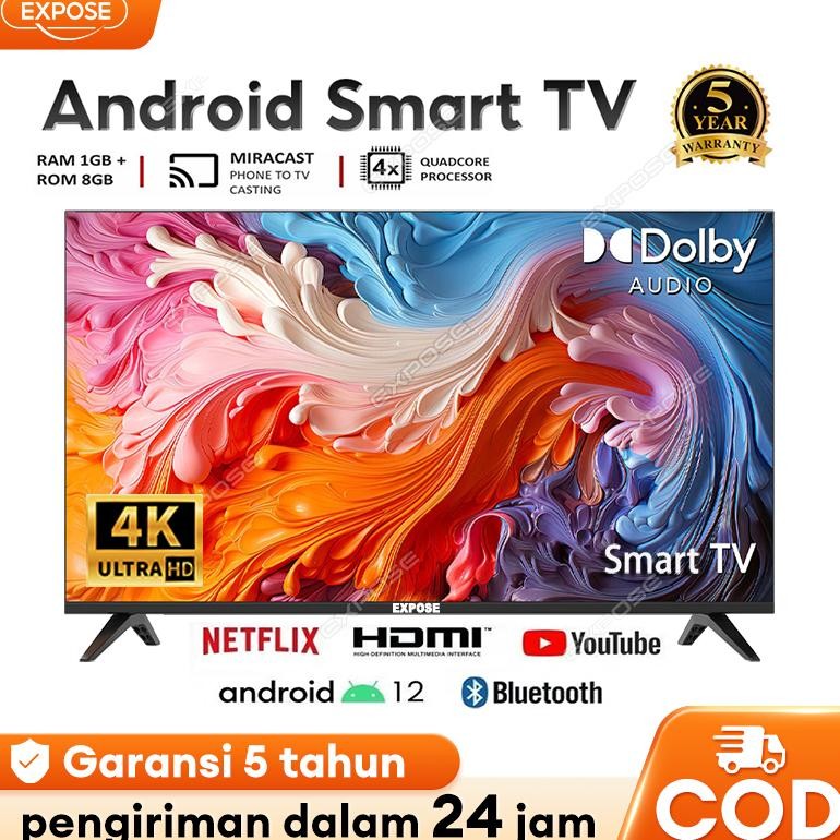 Smart TV 32 Inch Android TV 32/43/50 Inch 4K With Netflix/Youtube/Google/WIFI 5 Tahun Garansi
