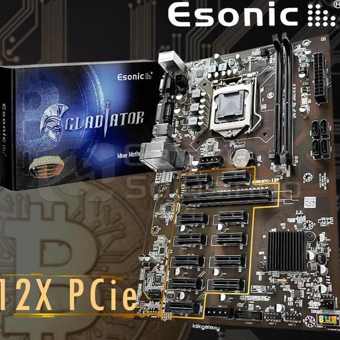 MOTHERBOARD MINING ESONIC GLADIATOR TB250BTC (UPTO 12 RISER) ORIGINAL DAN TERPERCAYA