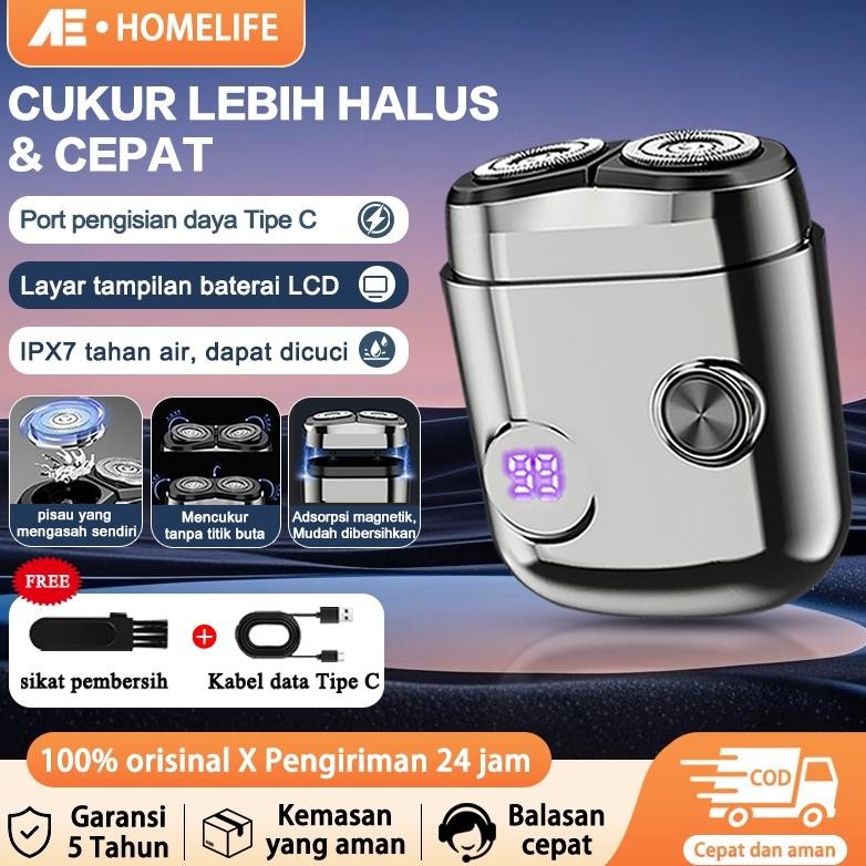 AE Alat Cukur Kumis Dan Jenggot LED Cukur Kumis Elektrik Pria Shaver Pencukur Jenggot Dan Kumis Elek