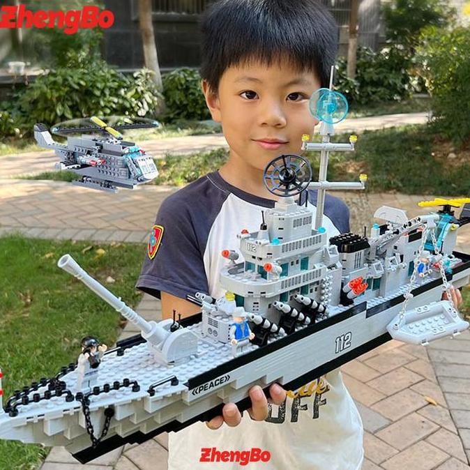 Mainan Blok Bangunan Model 3D Kapal Induk Kapal Induk Besar