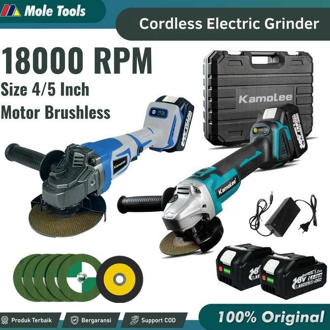SALE KAMOLEE CORDLESS ANGLE GRINDER | MESIN GERINDA TANGAN BRUSHLESS BATERAI 18V,GERINDA CORDLESS,KA