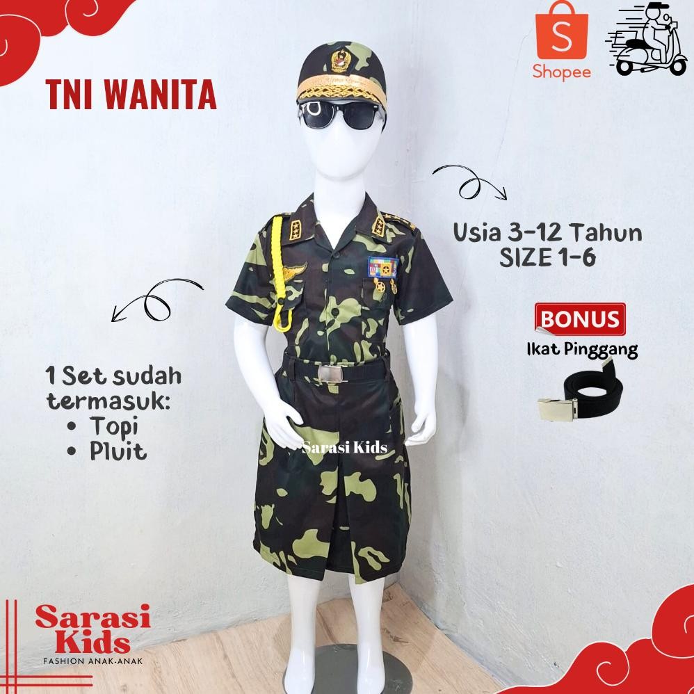 Baju tentara anak perempuan tni wanita kostum loreng wanita baju karnaval baju profesi anak perempua