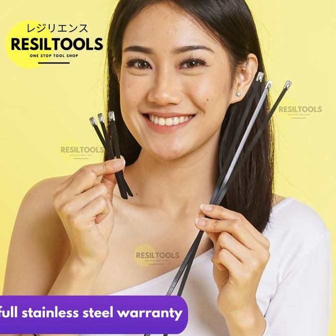 

Kabel Tis Stainless Hitam Per Pack Isi 100 Pcs Cable Ties Stainless Coated Resiltools