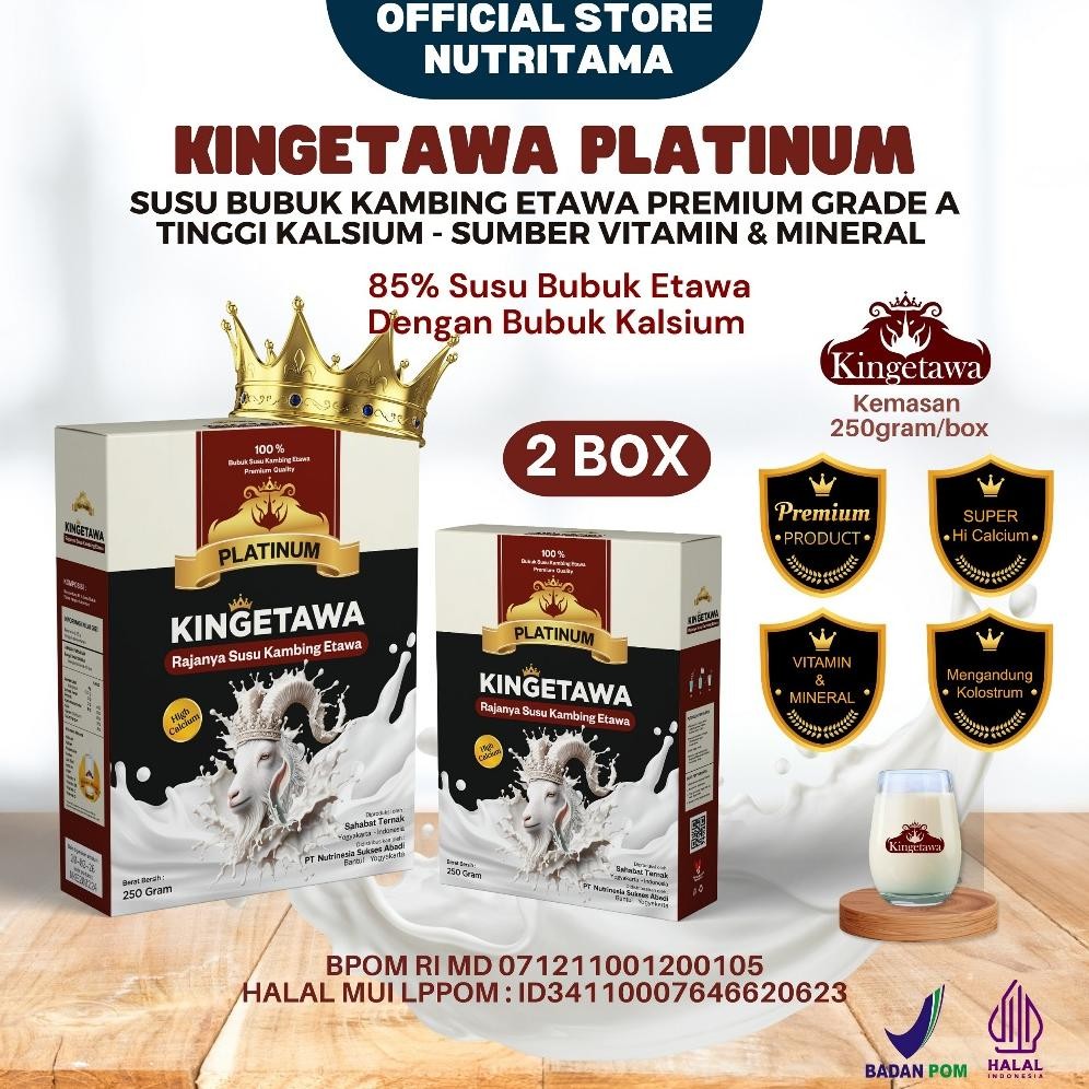 

NO_MORE Kingetawa Paket 2box - Susu Bubuk Etawa Kaya Kalsium dan Sumber Vitamin Mineral - Susu Kambing Untuk Keluhan Pernafasan - Susu Etawa Untuk Pegal LInu dan Ostreoporosis