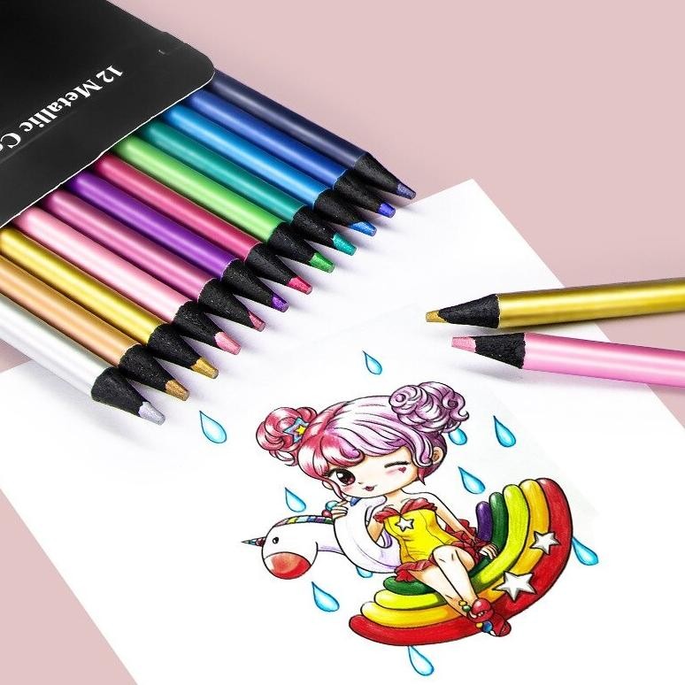 

Brutfuner 12pcs Metallic Colored Pencil / Brutfuner Pensil Warna Metalik 12pcs Nugi