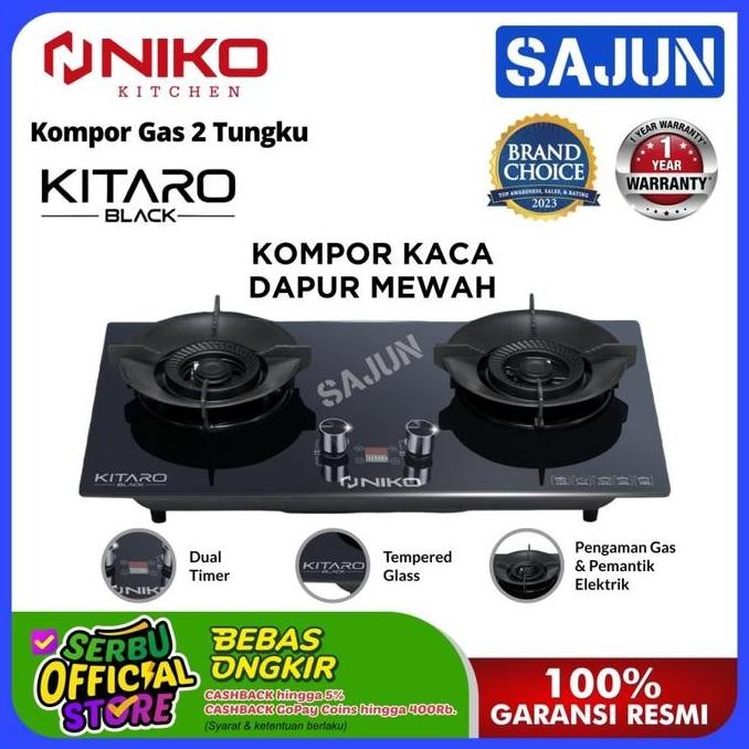 Niko Kompor Gas 2 Tungku Kitaro Kompor Tanam Kaca
