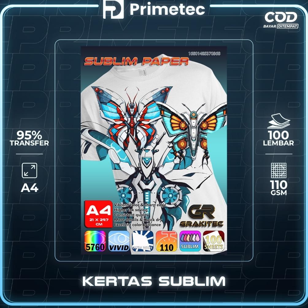 

Kertas Sablon Sublim Transfer Paper A4 110 Gsm - GRAKITEC Colourlife Sublime Paper A4 isi 100 Lembarr Nugi