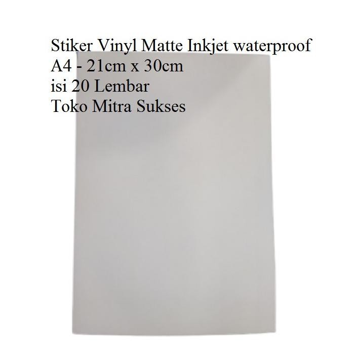 

Stiker Vinyl Matte Inkjet Waterproof A4 Nugi