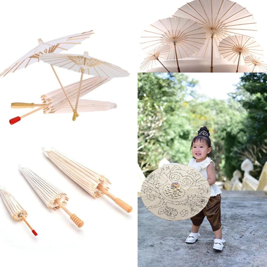 

DIY Payung Lukis Kertas Putih kecil Small Diameter 30cm Motif Kartun untuk Seni Hobi Hoby mewarnai Nugi