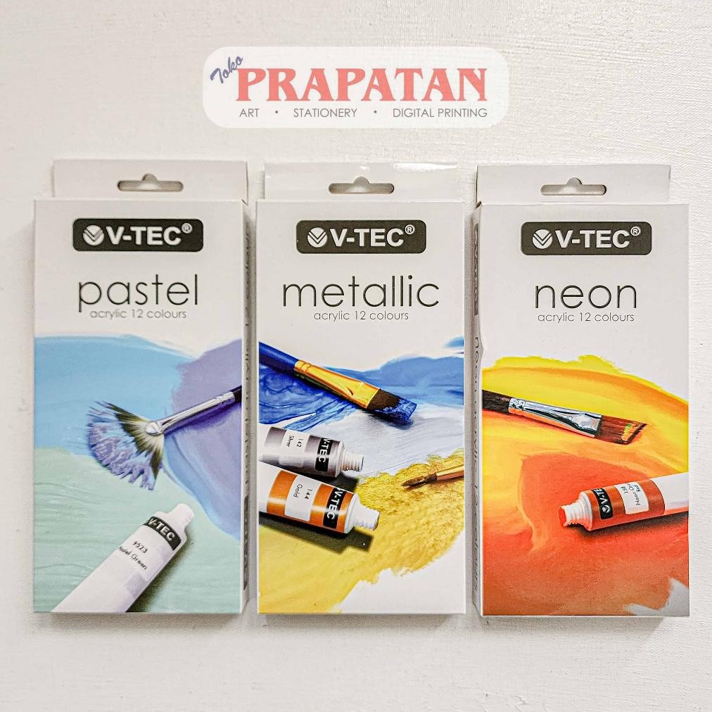 

Cat Akrilik Set V-TEC Neon Metallic Pastel 12x6ml | V-TEC Acrylic Set Nugi