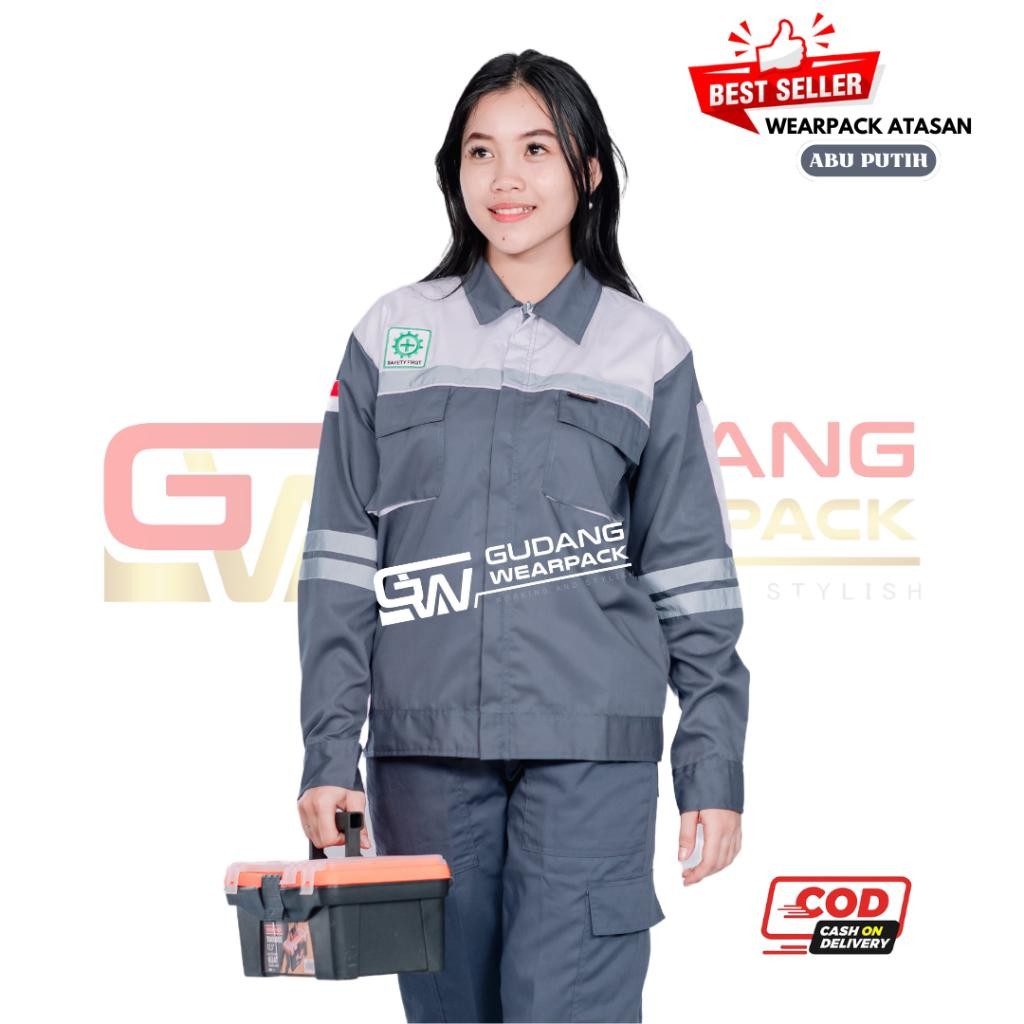 Wearpack Atasan Gudang Wearpack - Baju Kerja Seragam Proyek Warna Abutua - Putih
