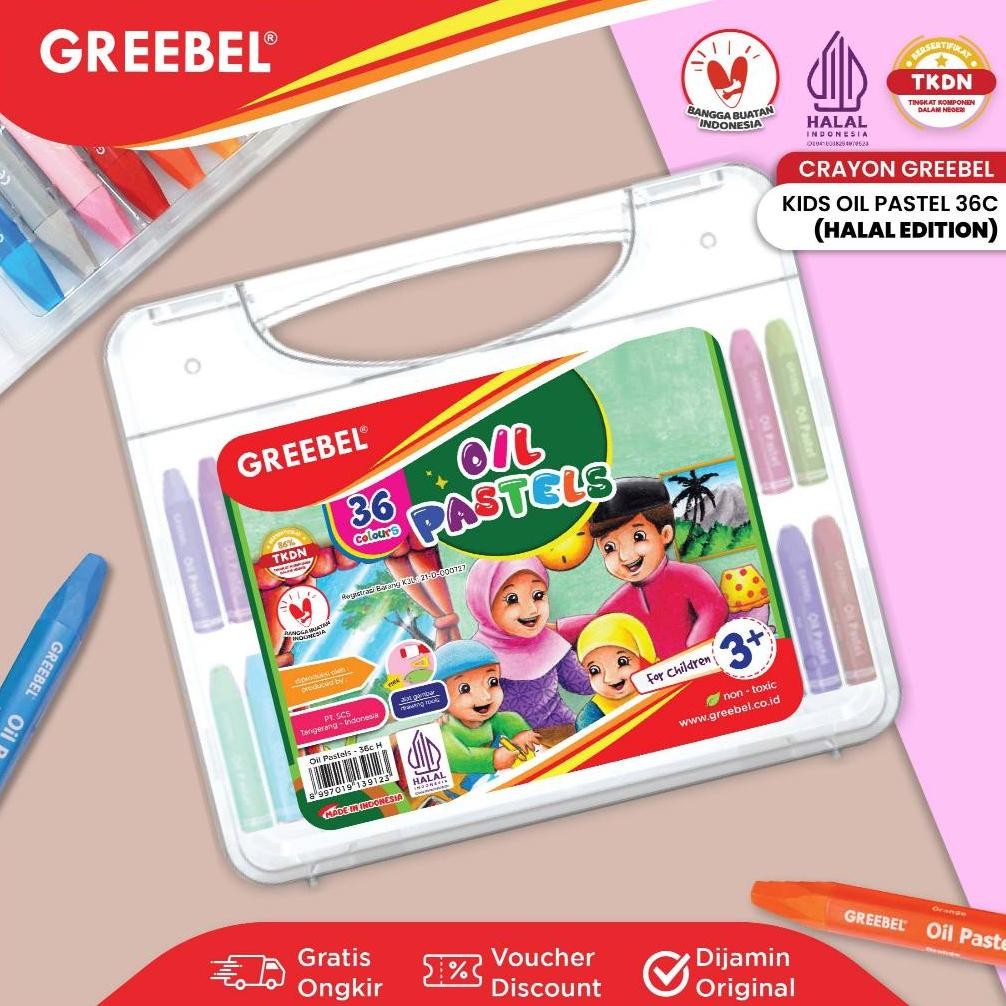 

GREEBEL Crayon Krayon 36 Warna / Crayon Kids Oil Pastel 36 Halal Edition / Crayon GREEBEL Nugi