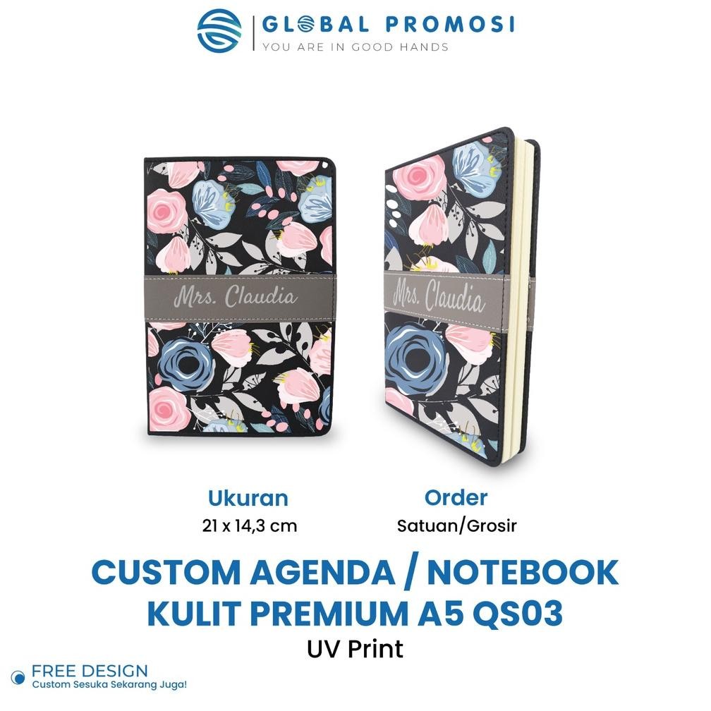 

Custom Nama/Logo Uv Print Notebook Agenda Kulit Premium A5 Buku Catatan Kerja Souvenir QS03 Nugi
