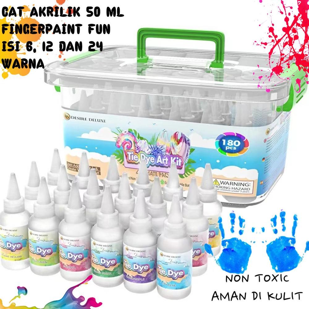 

SET CAT AKRILIK MELUKIS MEWARNAI UKURAN 50ML ISI 6, 12 DAN 24 WARNA NON TOXIC FREE KUAS, PALET & BOX Nugi