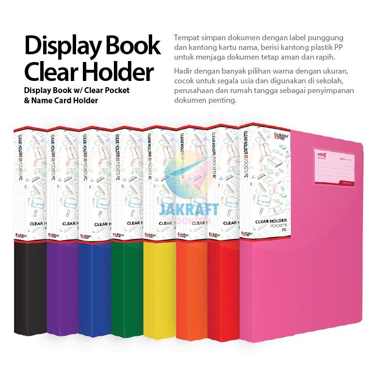 

(1 Pcs) Map Clear Holder Folio F4 FC isi 60 Display Book Hitam Black / Biru Blue / Merah Red / Hijau Green / Ungu Purple / Merah Muda Pink / Kuning Yellow / Jingga Orange Document Keeper Tebal Nugi