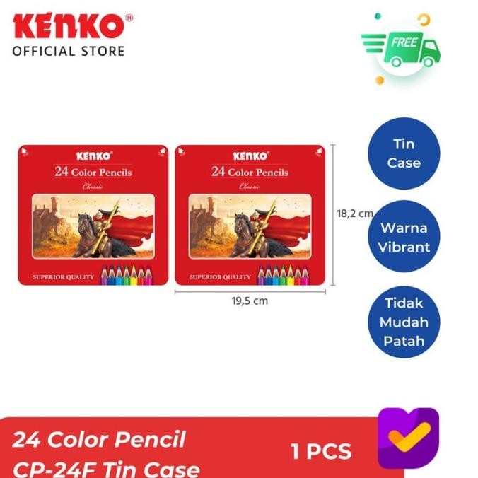

SOS Pensil Warna KENKO 24 Warna Panjang Tin Case(Kaleng) / Pensil Mewarnai/Coloring Pencil Nugi