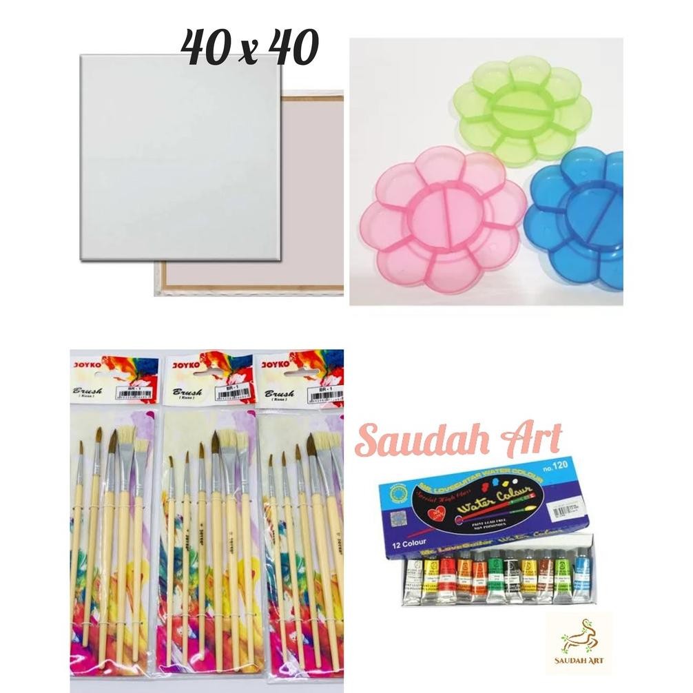 

Paket Kanvas Lukis (kanvas 40x40,kuas,palet,cat air) Nugi