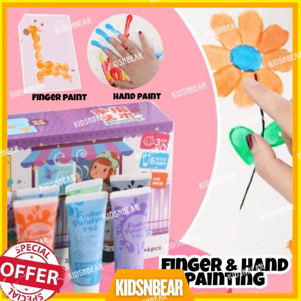 

[KIDSBEAR] Finger Paint - Painting Kit Canvas - Cat Air Anak - Cat Air Lukis Anak - Finger Paint Non Toxic Nugi