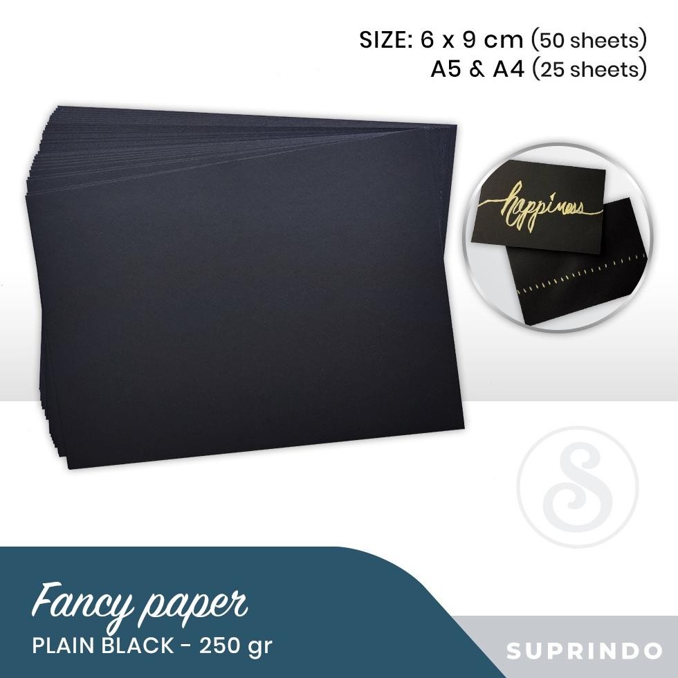 

(Per Pak) Fancy Paper/Kertas Hitam Polos Tebal 250 Gram Nugi