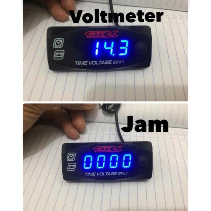 (Promo) Jam Digital Voltmeter 2 In 1 Led Motor / Voltmeter + Jam Digital Motor Mobil Afk Racing Best