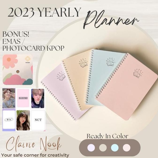 

Tersedia Clairie Nook Yearly Planner 2023 - Diary Planner Agenda Harian Wanita