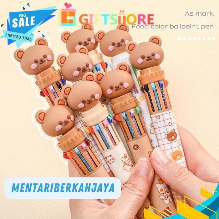 

1PCS 10 WARNA PULPEN MEKANIK WARNI RECTRACTABLE PEN BALLPOINT GEL PEN COLORFUL COLOR MOTIF KARTUN LUCU BEAR GRID KOTAK AESTHETIC BOLPOIN ALAT TULIS SEKOLAH-GS BY MENTARI BERKAH JAYA