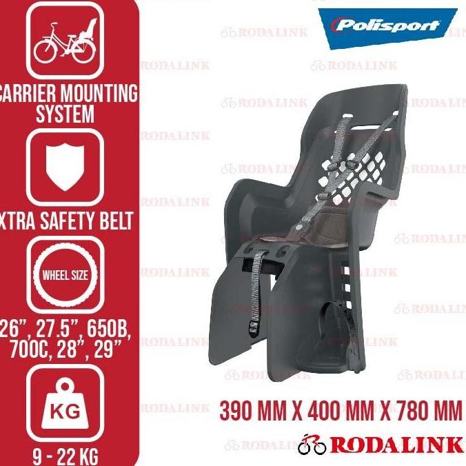 Polisport Kursi Boncengan Sepeda Anak Joy Baby Carrier Dengan Carrier Mounting, Aman & Nyaman