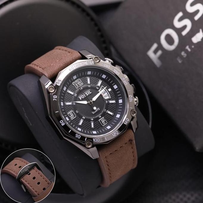 Turun Jam Tangan Pria Fossil 8341 Tali Kulit 4,5Cm Tanggal Aktif