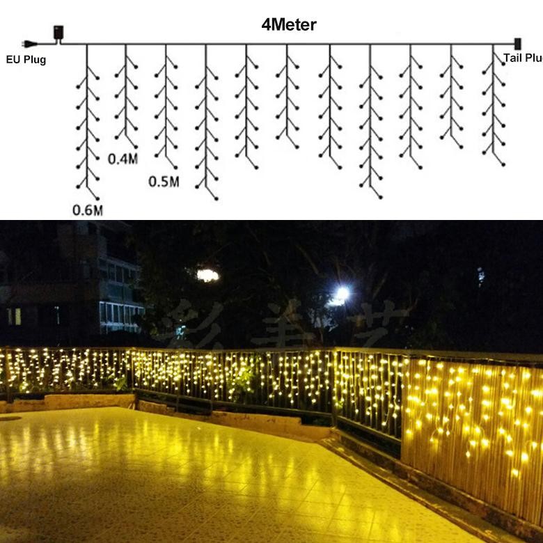 Lampu Tirai LED 4.1 Meter Lampu Ramadhan 2024 Lampu Hias Tirai Warna-warni Lampu Berkedip Lampu Hias