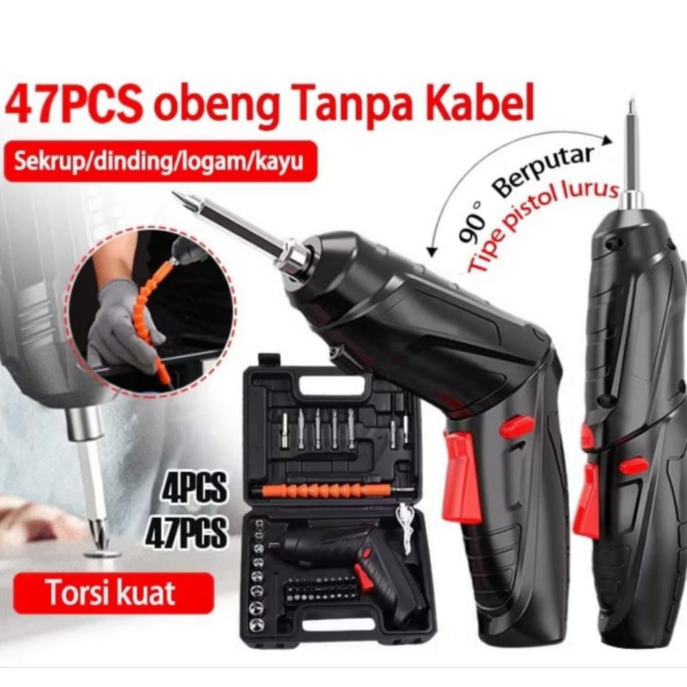 Mesin Obeng Listrik Bor Cordless Folding Mesin Bor Elektrik Tanpa Kabel Satu Set Koper Mesin Bor Mod