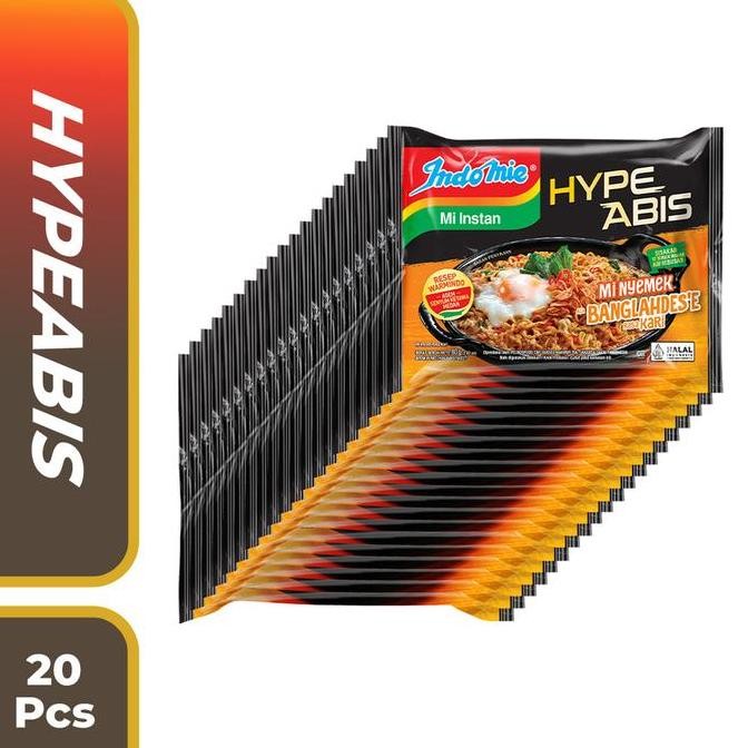 

20 PCS - Indomie Hypeabis Mie Nyemek Banglahdes'e Rasa Kari 80gr GM
