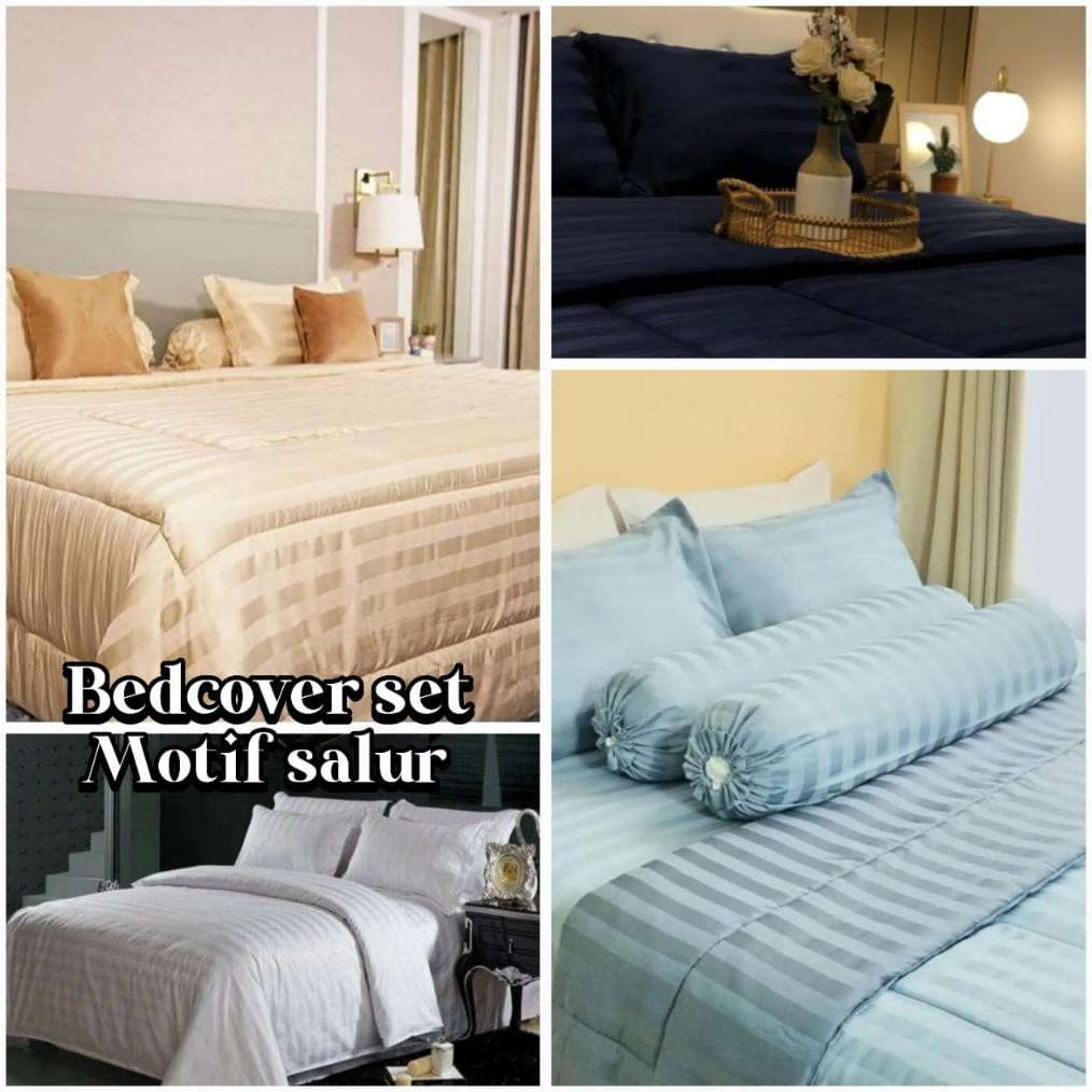 Bedcover set salur 1 set bed cover motif salur berbagai macam warna ukuran 90x200 120x200 160x200 18