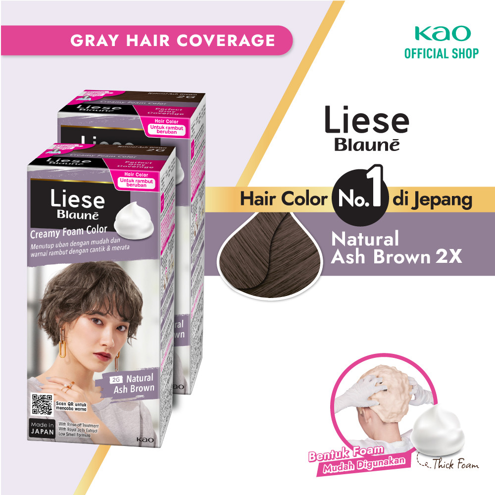 Liese Blaune Creamy Foam Color Cat Pewarna Rambut Natural Ash Brown Twinpack