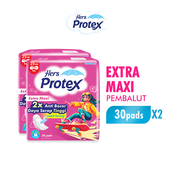 Hers Protex Softcare Pembalut Wanita Maxi Bag Isi 30 Pcs x2