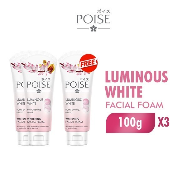 Poise Facial Foam Sabun Cuci Muka Luminous White Tube 100 gr x3