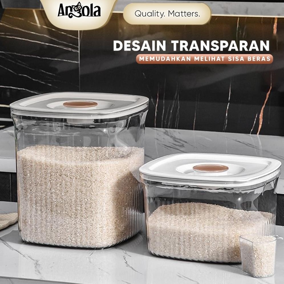 ANGOLA Dispenser Beras Transparan 5KG 10KG Tempat Beras E50-E51 Rice Bucket / Tempat Penyimpanan Ser